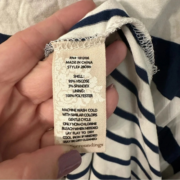 Soft Surroundings Vela Infinity Dress Blue & White Stripe Sleeveless Size M GUC - Picture 6 of 8